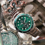 Fossil FB-03 Chronograph Green Dial Silver Steel Strap Watch for Men - FS5726 Buy Now By Fossil