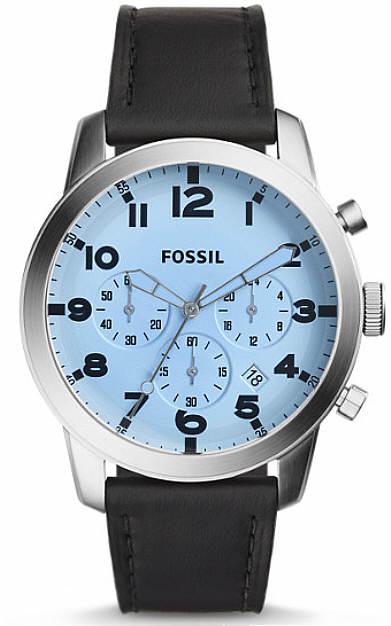 Fossil Pilot Chronograph Sky Blue Dial Black Leather Strap Watch for Men - FS5162 Buy Now By Fossil