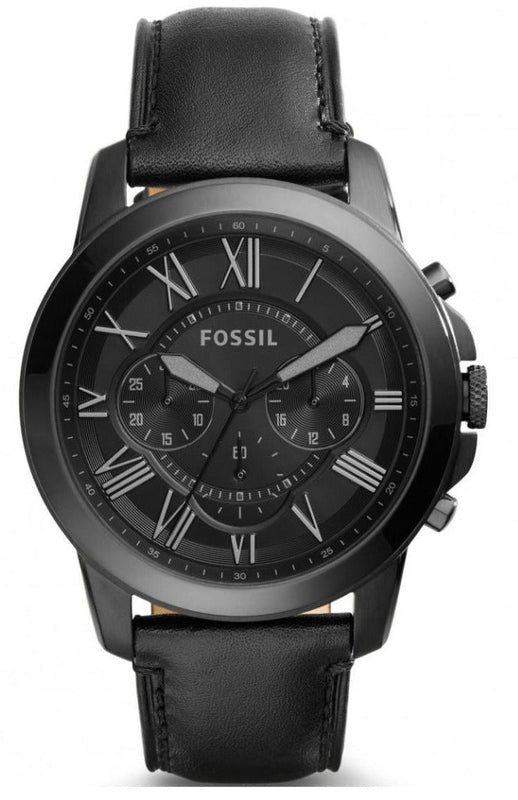 Fossil Grant Chronograph Black Dial Black Leather Strap Watch for Men - FS5132 Buy Now By Fossil