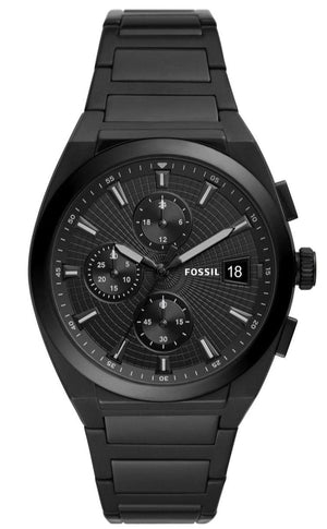 Fossil Everett Chronograph Black Dial Black Steel Strap Watch for Men - FS5797 Buy Now By Fossil