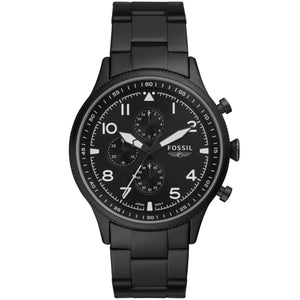Fossil Pilot Chronograph Black Dial Black Steel Strap Watch for Men - FS5811 Buy Now By Fossil
