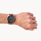 Fossil Forrester Chronograph Black Dial Brown Leather Strap Watch for Men - FS5608 Buy Now By Fossil