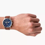 Fossil Retro Pilot Chronograph Blue Dial Brown Leather Strap Watch for Men - FS5832 Buy Now By Fossil