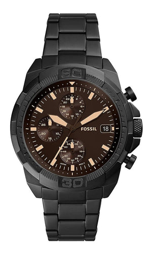 Fossil Bronson Chronograph Black Dial Black Steel Strap Watch for Men - FS5851 Buy Now By Fossil