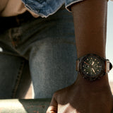 Fossil Bronson Chronograph Black Dial Brown Leather Strap Watch for Men - FS5856 Buy Now By Fossil