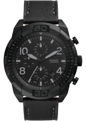Fossil Bronson Chronograph Black Dial Black Leather Strap Watch for Men - FS5874 Buy Now By Fossil