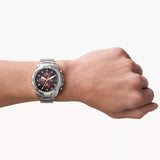 Fossil Bronson Chronograph Red Dial Silver Steel Strap Watch for Men - FS5878 Buy Now By Fossil