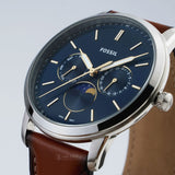 Fossil Neutra Minimalist Moonphase Blue Dial Brown Leather Strap Watch for Men - FS5903 Buy Now By Fossil