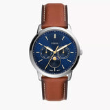 Fossil Neutra Minimalist Moonphase Blue Dial Brown Leather Strap Watch for Men - FS5903 Buy Now By Fossil