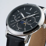 Fossil Neutra Minimalist Moonphase Black Dial Black Leather Strap Watch for Men - FS5904 Buy Now By Fossil