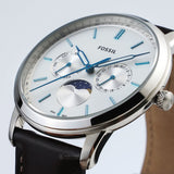 Fossil Neutra Minimalist Moonphase Silver Dial Brown Leather Strap Watch for Men - FS5905 Buy Now By Fossil
