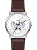 Fossil Neutra Minimalist Moonphase Silver Dial Brown Leather Strap Watch for Men - FS5905 Buy Now By Fossil