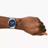 Fossil Neutra Minimalist Moonphase Blue Dial Silver Steel Strap Watch for Men - FS5907 Buy Now By Fossil