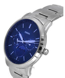 Fossil Neutra Minimalist Moonphase Blue Dial Silver Steel Strap Watch for Men - FS5907 Buy Now By Fossil