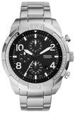 Fossil Bronson Chronograph Black Dial Silver Steel Strap Watch for Men - FS5710