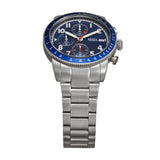 Fossil Sport Tourer Chronograph Blue Dial Silver Steel Strap Watch for Men - FS6047 Buy Now By Fossil