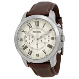 Fossil Grant Chronograph White Dial Brown Leather Strap Watch for Men - FS4735 Buy Now By Fossil