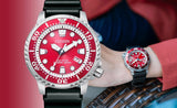 Citizen Eco Drive Promaster Marine Red Dial Black Rubber Strap Watch For Men - BN0159-15X Buy Now By Citizen