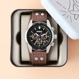 Fossil Coachman Chronograph Black Dial Brown Leather Strap Watch for Men - CH2891 Buy Now By Fossil