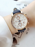 Fossil Original Boyfriend Chronograph White Dial Navy Blue Leather Strap Watch for Women - ES3838 Buy Now By Fossil