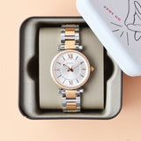 Fossil Carlie Silver Dial Two Tone Steel Strap Watch for Women - ES4342 Buy Now By Fossil