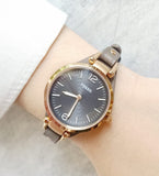 Fossil Georgia Smoke Grey Dial Grey Leather Strap Watch for Women - ES3077 Buy Now By Fossil