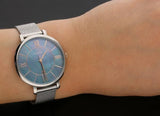 Fossil Jacqueline Mother of Pearl Blue Dial Silver Mesh Strap Watch for Women - ES4322 Buy Now By Fossil