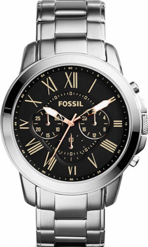 Fossil Grant Chronograph Black Dial Silver Steel Strap Watch for Men - FS4994 Buy Now By Fossil