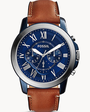 Fossil Grant Chronograph Blue Dial Brown Leather Strap Watch for Men - FS5151 Buy Now By Fossil