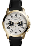 Fossil Grant Chronograph White Dial Black Leather Strap Watch for Men - FS5272 Buy Now By Fossil