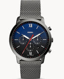 Fossil Neutra Chronograph Blue Dial Silver Mesh Bracelet Watch for Men - FS5383 Buy Now By Fossil