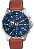 Fossil Dillinger Luggage Chronograph Blue Dial Brown Leather Strap Watch for Men - FS5675 Buy Now By Fossil