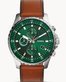 Fossil Dillinger Luggage Chronograph Green Dial Brown Leather Strap Watch for Men - FS5734 Buy Now By Fossil