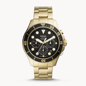 Fossil FB-03 Chronograph Black Dial Gold Steel Strap Watch for Men - FS5727 Buy Now By Fossil