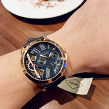 Fossil Grant Twist Multifunction Blue Dial Blue Leather Strap Watch for Men - ME1162 Buy Now By Fossil