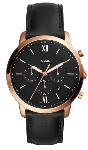 Fossil Neutra Chronograph Black Dial Black Leather Strap Watch for Men - FS5381 Buy Now By Fossil