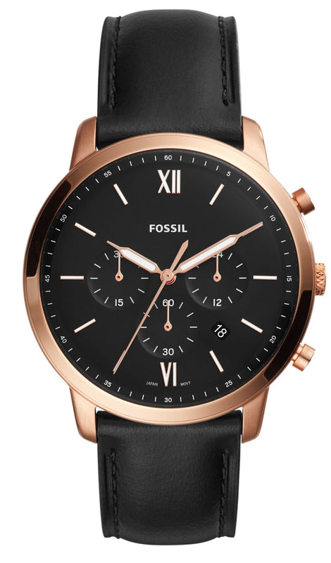 Fossil Neutra Chronograph Black Dial Black Leather Strap Watch for Men - FS5381 Buy Now By Fossil