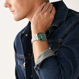 Fossil Everett Chronograph Green Dial Silver Steel Strap Watch for Men - FS5964 Buy Now By Fossil