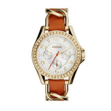 Fossil Riley Multifunction White Dial Orange Leather Strap Watch for Women - ES3723 Buy Now By Fossil
