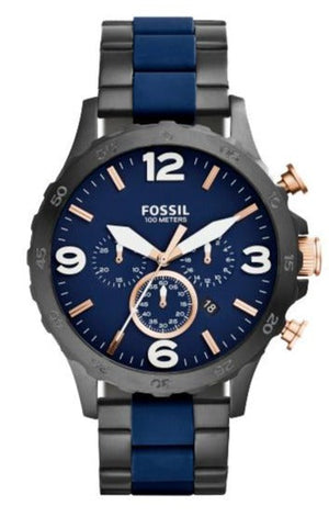 Fossil Nate Chronograph Blue Dial Two Tone Steel Strap Watch for Men - JR1494 Buy Now By Fossil