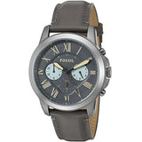 Fossil Grant Chronograph Gunmetal Grey Dial Grey Leather Strap Watch for Men - FS5183 Buy Now By Fossil