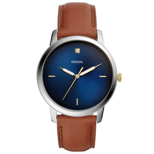 Fossil The Minimalist 3H Blue Dial Brown Leather Strap Watch for Men - FS5499 Buy Now By Fossil