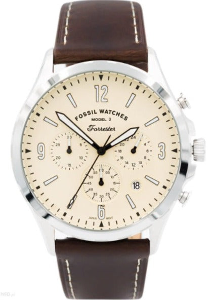 Fossil Forrester Chronograph White Dial Brown Leather Strap Watch for Men - FS5696 Buy Now By Fossil