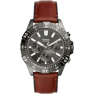 Fossil Garrett Chronograph Grey Dial Brown Leather Strap Watch for Men - FS5770 Buy Now By Fossil