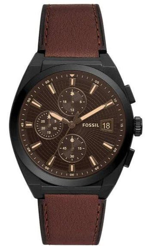 Fossil Everett Chronograph Black Dial Brown Leather Strap Watch for Men - FS5798 Buy Now By Fossil