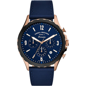 Fossil Forrester Chronograph Blue Dial Blue Leather Strap Watch for Men - FS5814 Buy Now By Fossil