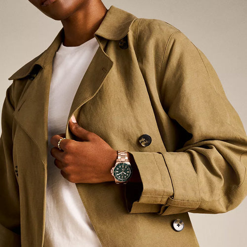 Fossil Blue Dive Three Hand Green Dial Rose Gold Steel Strap Watch For Women - ES5371 Buy Now By Fossil