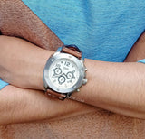 Fossil Modern Machine White Dial Brown Leather Strap Watch for Men - FS4929 Buy Now By Fossil