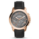 Fossil Grant Chronograph Grey Dial Black Leather Strap Watch for Men - FS5085 Buy Now By Fossil