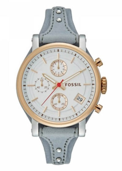 Fossil Original Boyfriend White Dial Light Blue Leather Strap Watch for Women - ES4045 Buy Now By Fossil